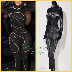 Black Mesh Jumpsuit